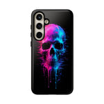 Neon Glitch Skull Phone Case, Dripping Paint Scanline Cover