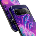 Neon Dolphin Ocean Vaporwave Art Tough Phone Case