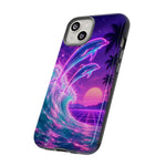 Neon Dolphin Ocean Vaporwave Art Tough Phone Case
