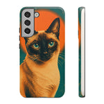 Siamese Cat Retro Halftone Portrait Case - Orange Teal Print