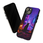 Lo-Fi Cat Neon Rain Window Vaporwave Art Tough Phone Case