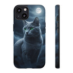 Russian Blue Cat Silver Moonlight Art Tough Phone Case