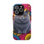 British Shorthair Round Pop Art Tough Phone Case