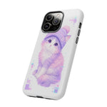 Pastel Cat Beanie Phone Case, Glitch Color Block Cover, Gift