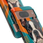 Boston Terrier Pop-Art Portrait Tough Phone Case - Teal Orange