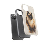 Siamese Cat Watercolor Portrait Tough Phone Case - Cream Choc