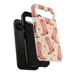 Pink Cowboy Boots phone case | Western pattern | Pastel stars