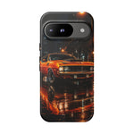 Orange Cuda Phone Case, Rainy City Night Muscle Car Tough Cover