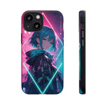 Anime Girl Phone Case Teal, Neon Kanji Calm Gradient Tough Cover