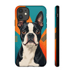 Boston Terrier Pop-Art Portrait Tough Phone Case - Teal Orange