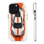Z06 C8 Phone Case, White Top-Down Painterly Stripe Cover