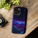 Retro Neon Mountains Phone Case | Vaporwave Galaxy Landscape