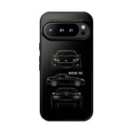 MX-5 Roadster Blueprint Miata Phone Case Featuring Front Side and Rear Views
