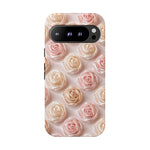 Silk Rose Phone Case, Blush Pink Floral Pattern Tough Cover, Gift