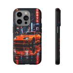 Orange Supra Phone Case, Neon City Night JDM Sports Car Tough Cover