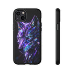 Holographic Wolf Phone Case, Fractured Prism Iridescent Cover