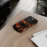 Orange Cuda Phone Case, Rainy City Night Muscle Car Tough Cover