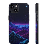 Retro Neon Mountains Phone Case | Vaporwave Galaxy Landscape