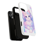 Pastel Cat Phone Case, Headphones Glitch Color Block Cover