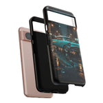 Vintage Teal 1957 Bel Air Classic Car Tough Case | Retro Rainy City Phone Cover