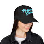 Pompano Beach Florida Trucker Hat Retro Script Snapback Neon Pastel Coastal Surf Style Cap