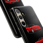 C4 Corvette Art Phone Case Red, Three-View Vector Cover, Gift