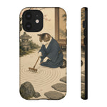 Zen Garden Cat Phone Case, Sand Spiral Japanese Art Cover