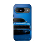 Muscle Car Phone Case Blue 68 Charger RT, Retro Tough Cover for Men