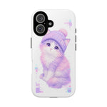 Pastel Cat Beanie Phone Case, Glitch Color Block Cover, Gift
