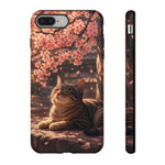 Cherry Blossom Cat Phone Case, Painterly Spring Art Cover