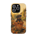 Rottweiler Puppy in Flower Pot Tough Case | Floral Dog Phone Cover