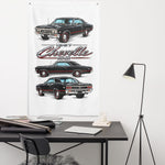 1967 Chevelle SS 396 Black Banner 34x56 Garage Man Cave Wall Decor Gift