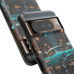 Vintage Teal 1957 Bel Air Classic Car Tough Case | Retro Rainy City Phone Cover