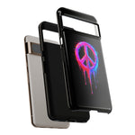 Glitch Peace Sign Phone Case, RGB Melt Digital Art Tough Cover, Gift