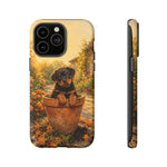 Rottweiler Puppy in Flower Pot Tough Case | Floral Dog Phone Cover