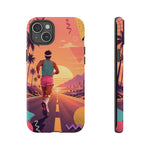 Retro Runner Sunset phone case | 80s Vaporwave jogging design