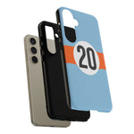 Copy of Blue Orange Number 20 Retro Racing Stripe Tough Phone Case Cover