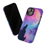 Silhouette Cat Moon Phone Case | Purple Pink Sky Vaporwave Cover