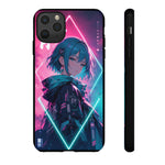 Anime Girl Phone Case Teal, Neon Kanji Calm Gradient Tough Cover