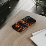 Orange Cuda Phone Case, Rainy City Night Muscle Car Tough Cover