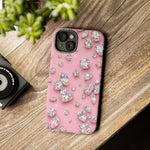 Pink Rhinestone Diamond Pattern Phone Case | Sparkle Gem Print