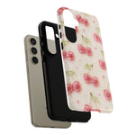 Pink Cherry Pattern Phone Case | Cute Retro Fruit Design