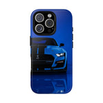 Blue Mustang Art Phone Case, GT500 American Muscle Car Tough Cover for Men