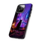 Lo-Fi Cat Neon Rain Window Vaporwave Art Tough Phone Case