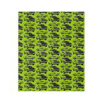Lime Green Cuda Pattern Blanket | Retro Car Print Velveteen Microfiber