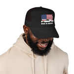 1967 GTO Style Made In America Foam Trucker Hat Vintage Muscle Car USA Flag Snapback Cap