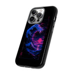 Cresting Wave Glitch Art Tough Phone Case - Blue Magenta