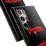 C4 Corvette Art Phone Case Red, Three-View Vector Cover, Gift