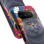 British Shorthair Round Pop Art Tough Phone Case