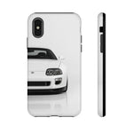 White MK4 Supra Phone Case, Retro 90s JDM Tough Cover for Car Enthusiasts